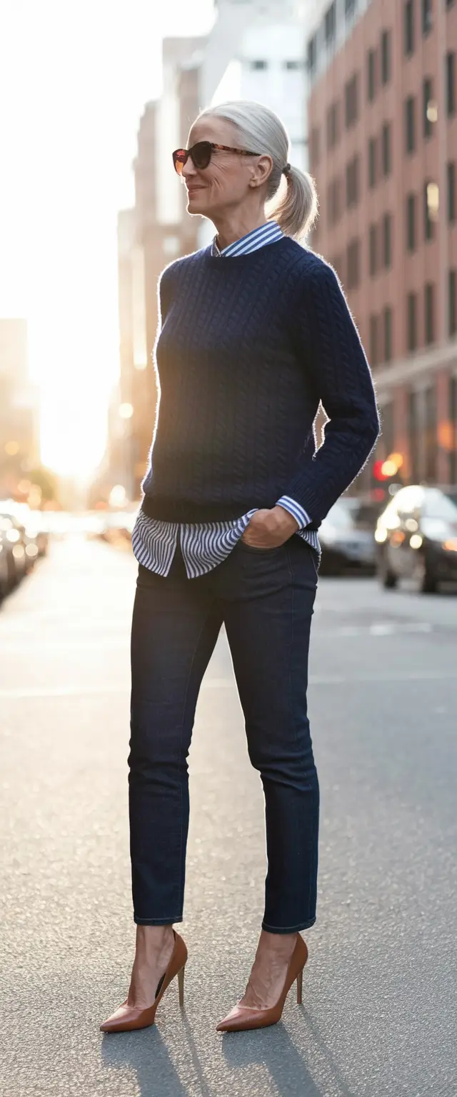 fall outfits women over 50 classy casual City-Ready in Navy Layers