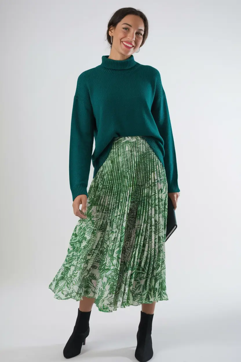 fall skirt outfits aesthetic+Botanical Drama with a Turtleneck Hug