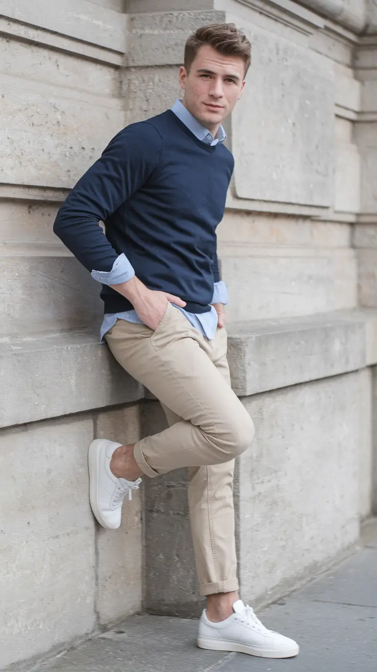 fall outfits for men casual stylish Urban Simplicity with Parisian Flair