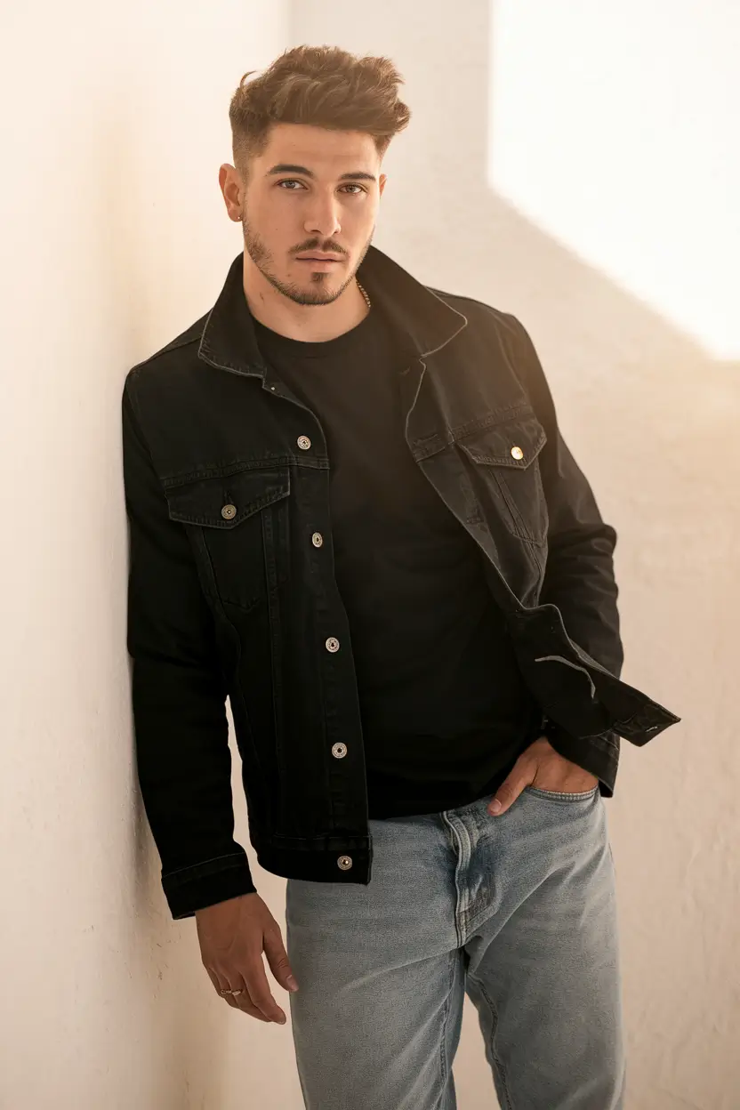 fall outfits for men casual Denim Noir Revival