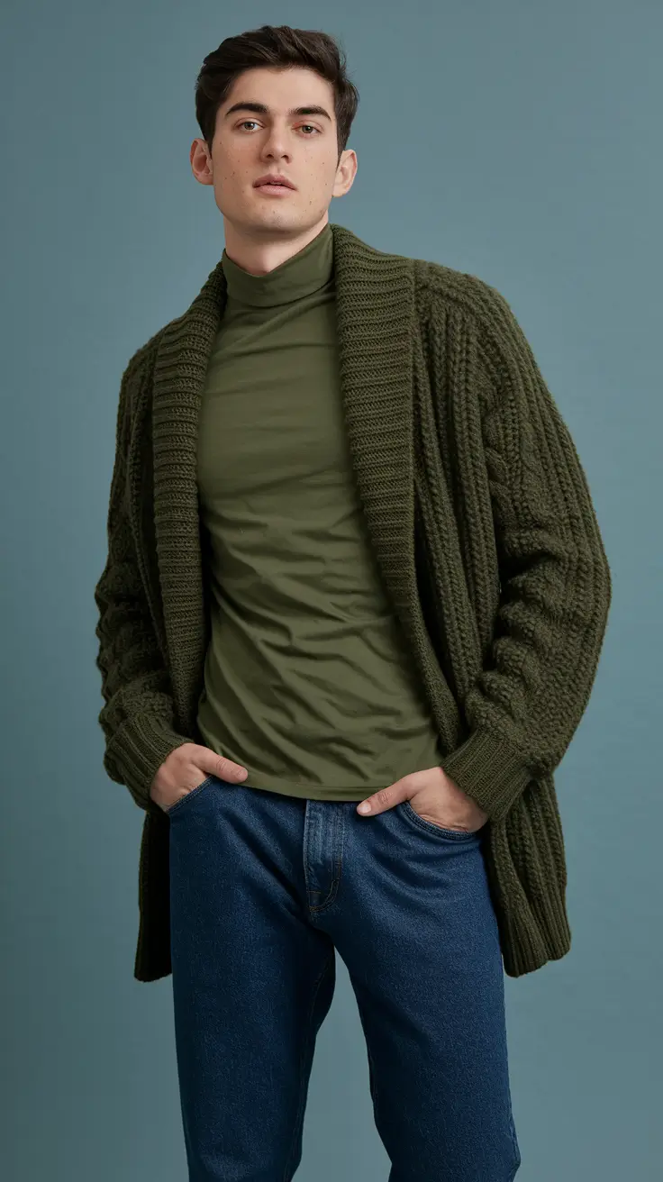 fall outfits for men casual comfy Chunky Knit Comfort Meets Street Style