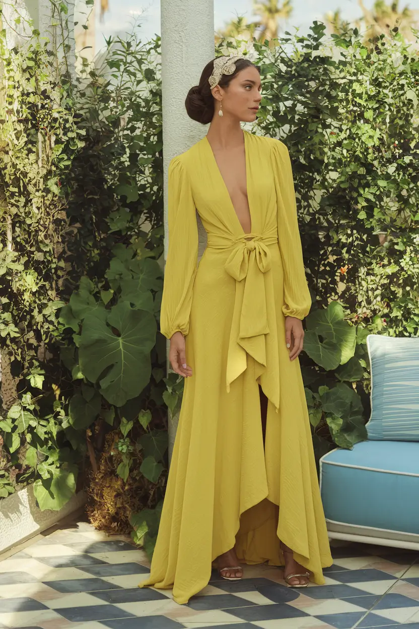 fall wedding guest dress with boots Marigold Goddess With Vintage Allure