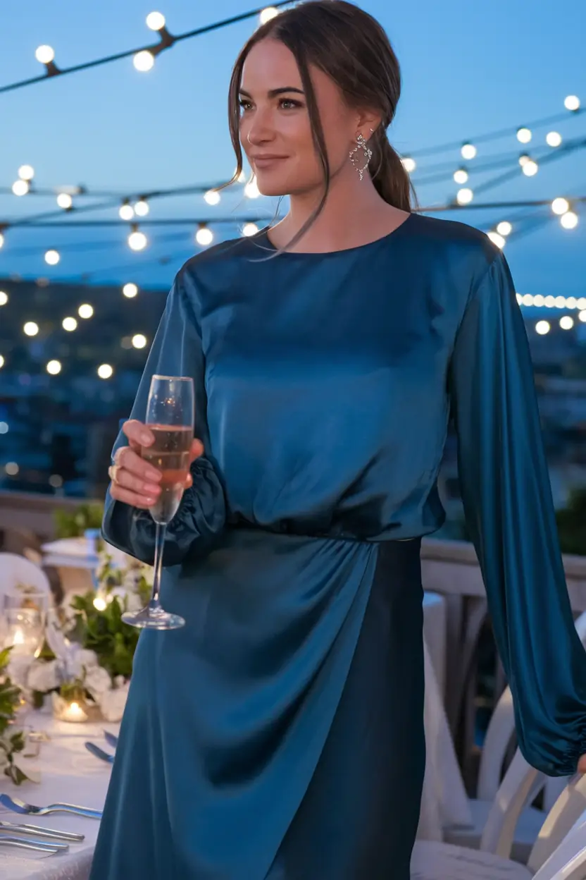 fall wedding guest dress october formal long Moody Teal for Elegant Evenings