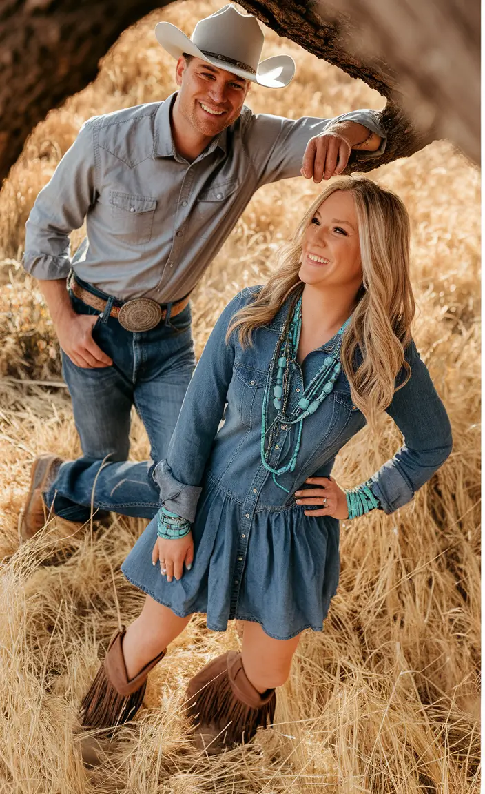 fall family pictures outfits+Denim and Fringe with a Southwestern Twist