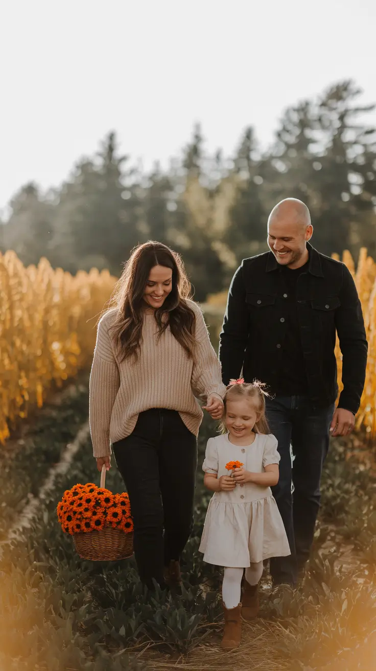 fall family pictures outfits+Classic Neutrals and Soft Movement in a Golden Field