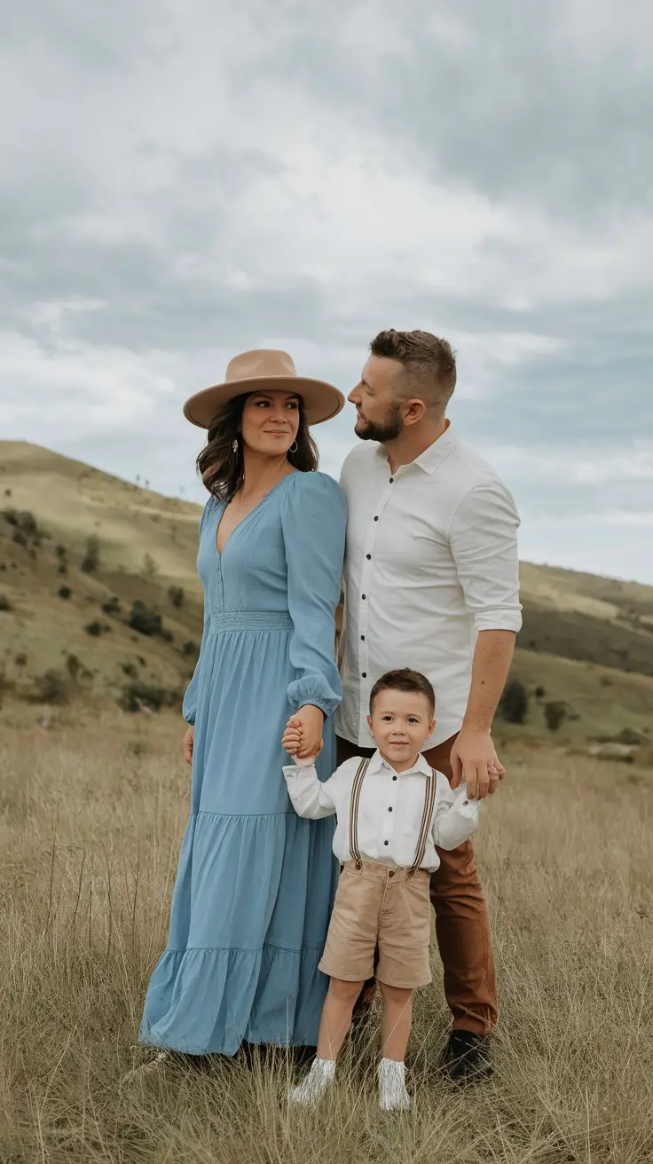 fall family pictures outfits+Vintage Romance in Soft Sky Blues