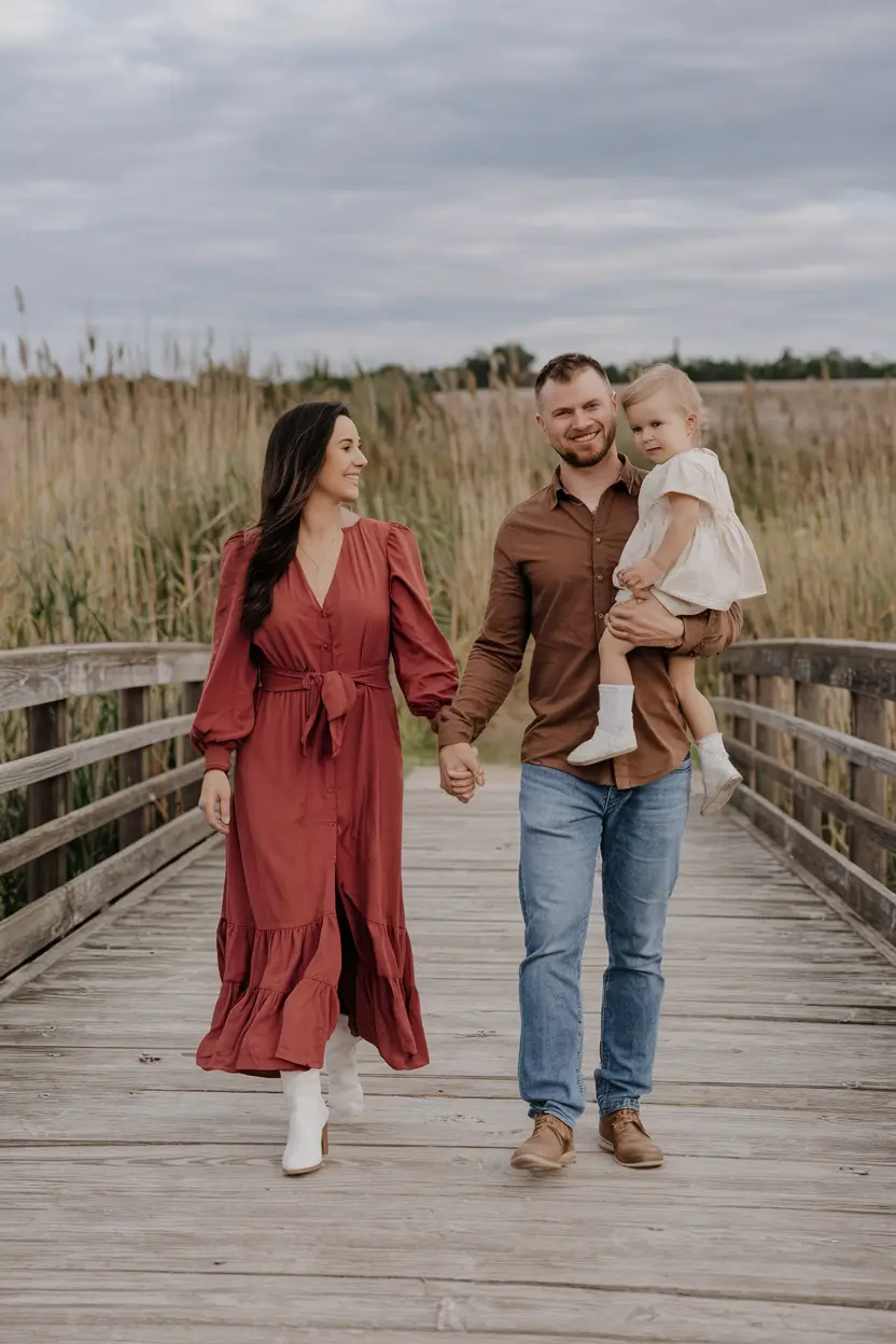fall family pictures outfits+Burnt Reds and Creamy Whites with a Rustic Touch