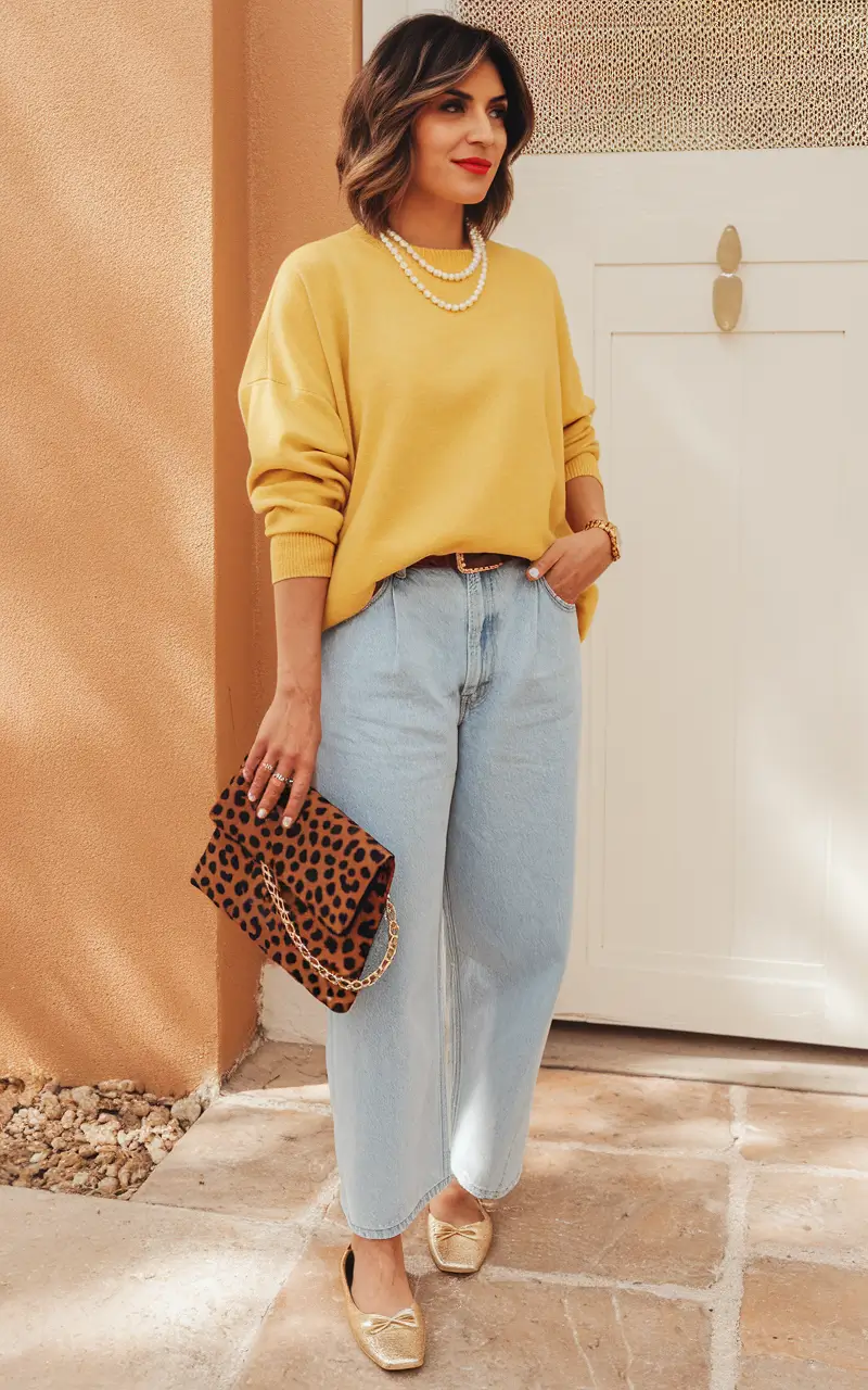 fall fashion women 2025 Chic Mustard & Denim for a Casual Polished Look