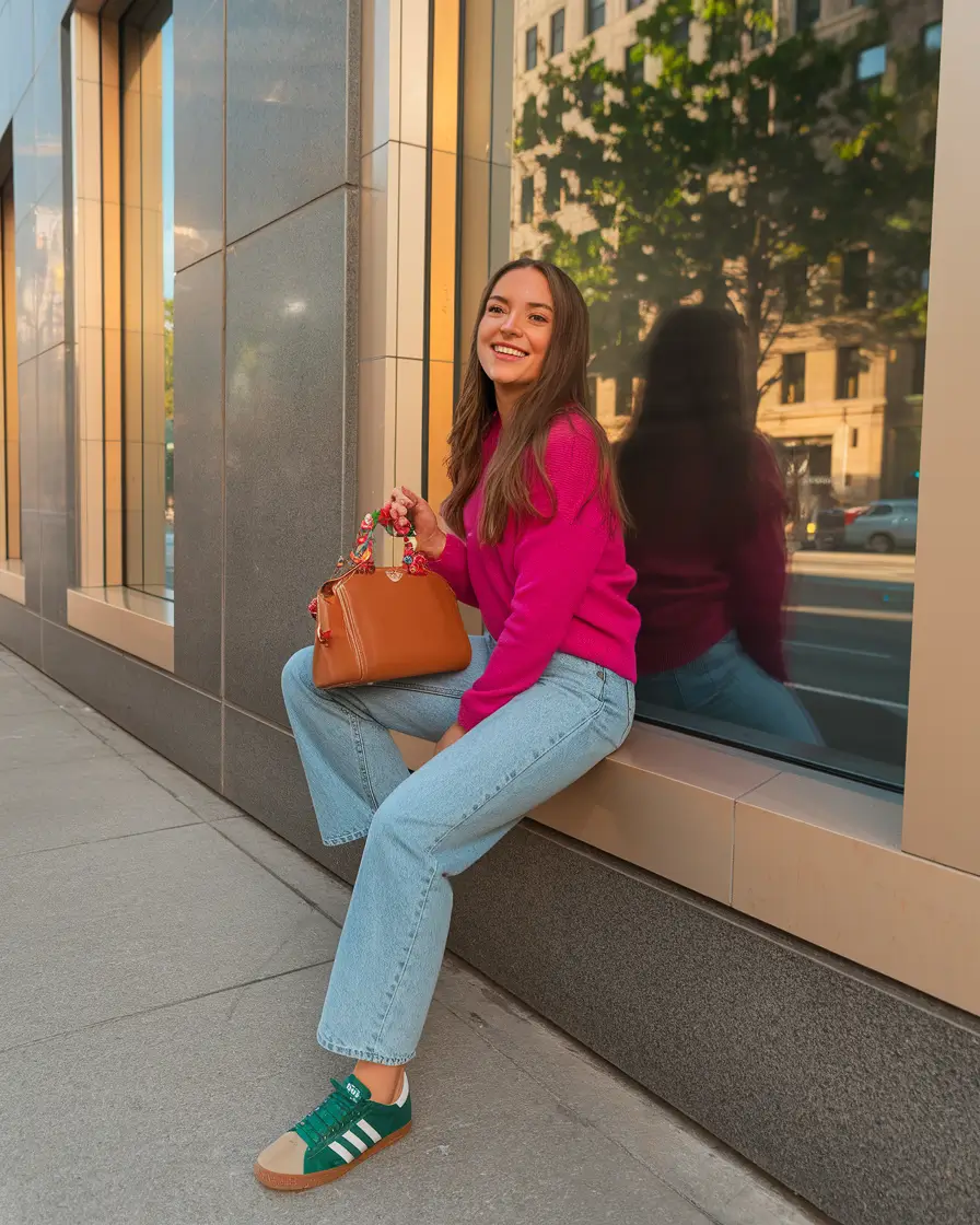 fall fashion women 2025 Color Pop Casual in Bright Pink and Green