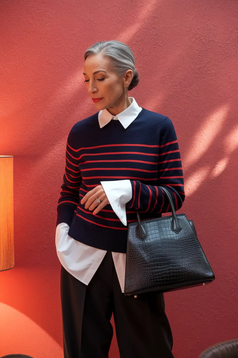 fall outfits women over 40 casual Smart Stripes: The New Power Combo