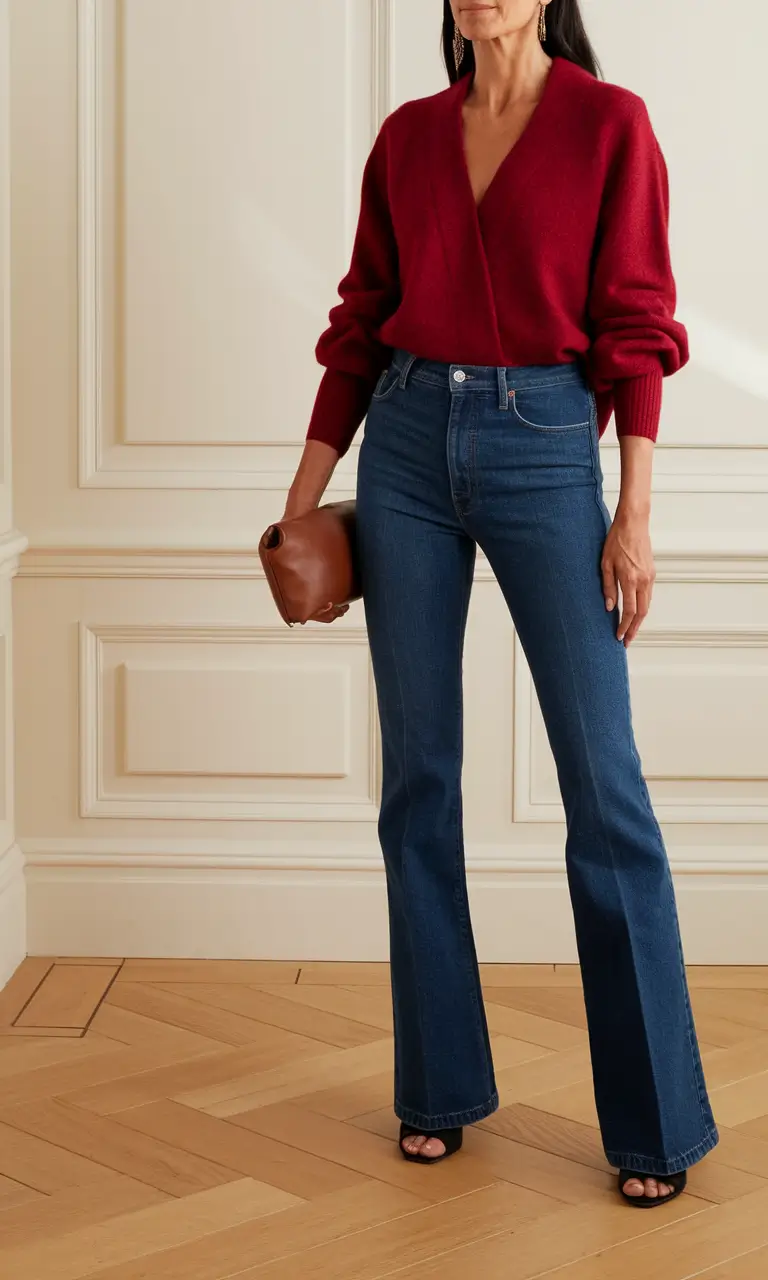 fall outfits women over 40 date night Refined Simplicity in Burgundy and Blue