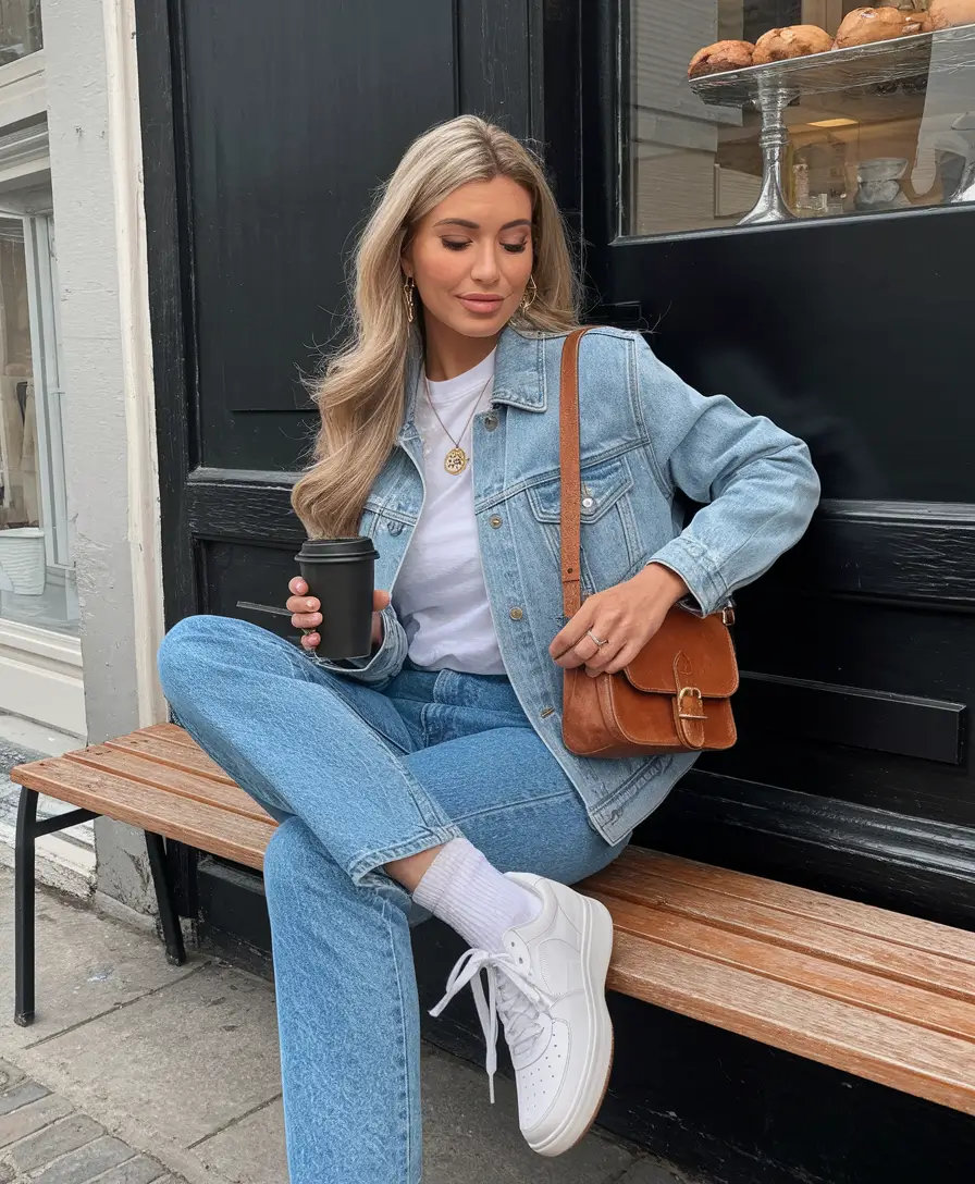 fall outfits ideas 2025 Denim-on-Denim Done the Right Way