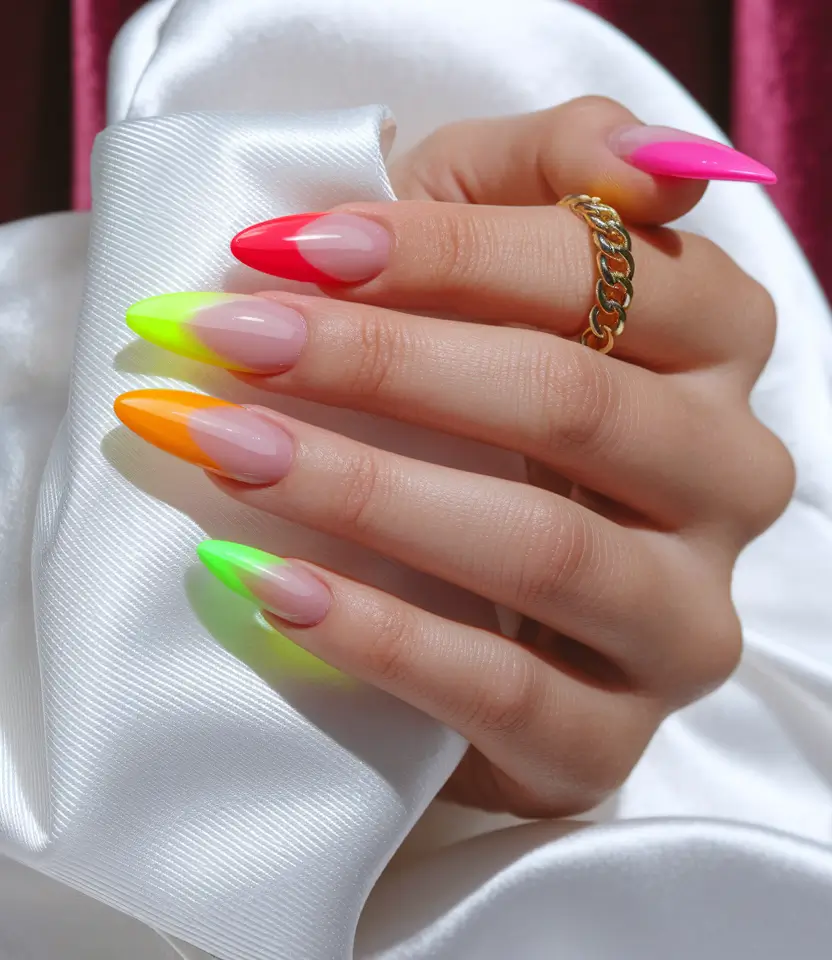 french tips for summer Rainbow Almond French for the Maximalist