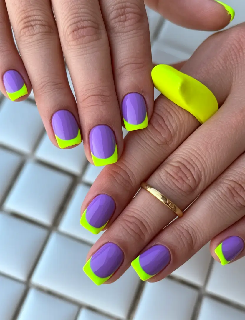 french tips for summer Lime and Lilac Electric Summer Clash
