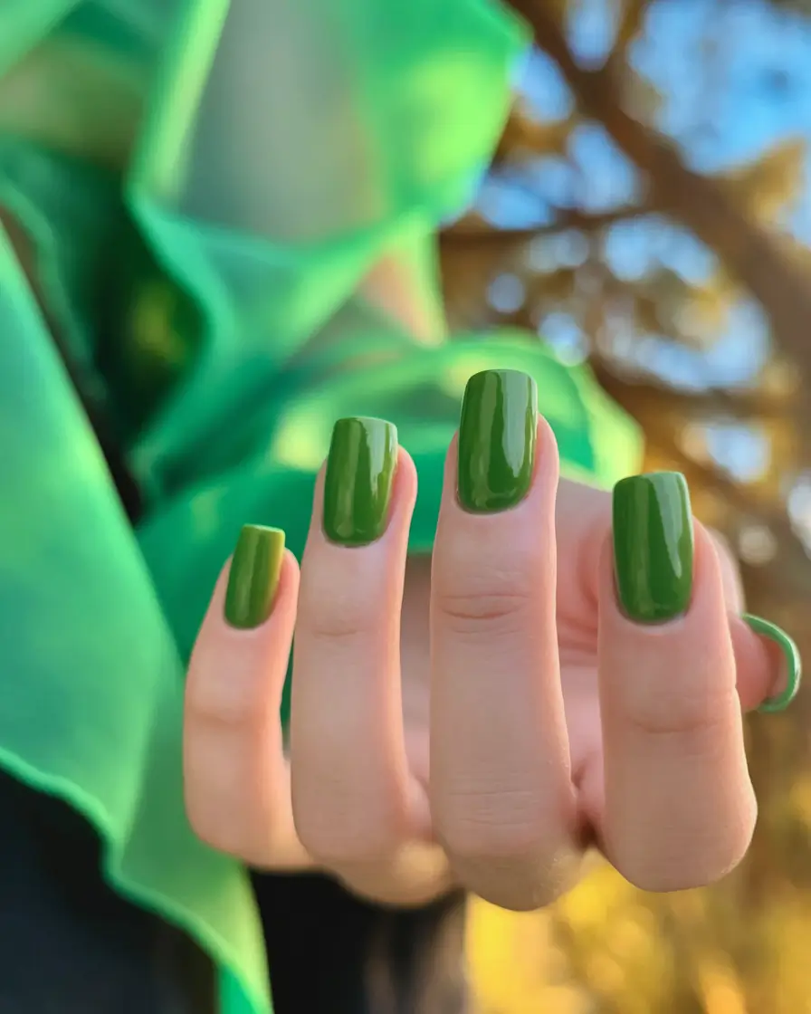 fresh green nails Limewood Green Under Golden Hour