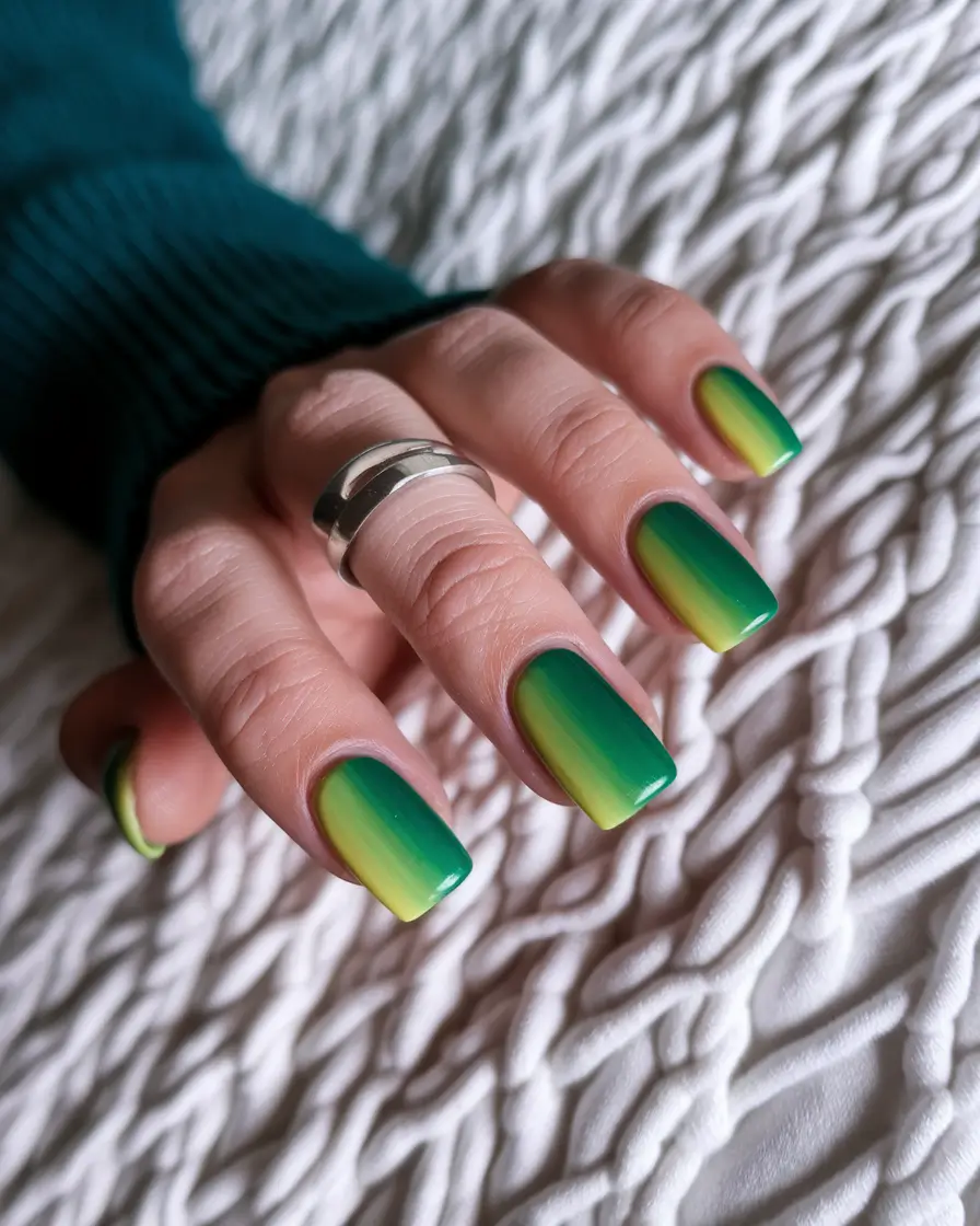 fresh green nails Neon Fade from Jungle to Citrus