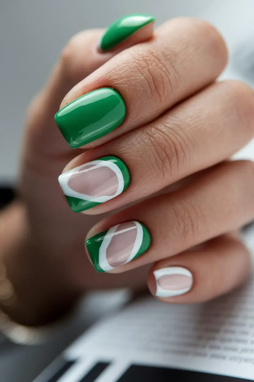 fresh green nails Negative Space Meets Pop Art Geometry