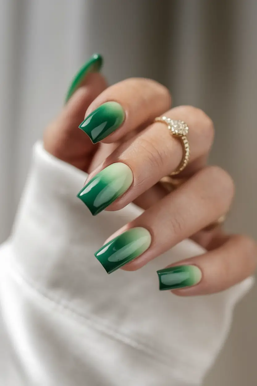 fresh green nails Gradient Green Ombré for a Breezy Statement