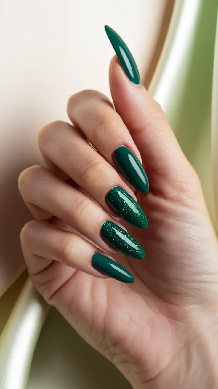 fresh green nails Jewel-Tone Glitter for Twilight Glam