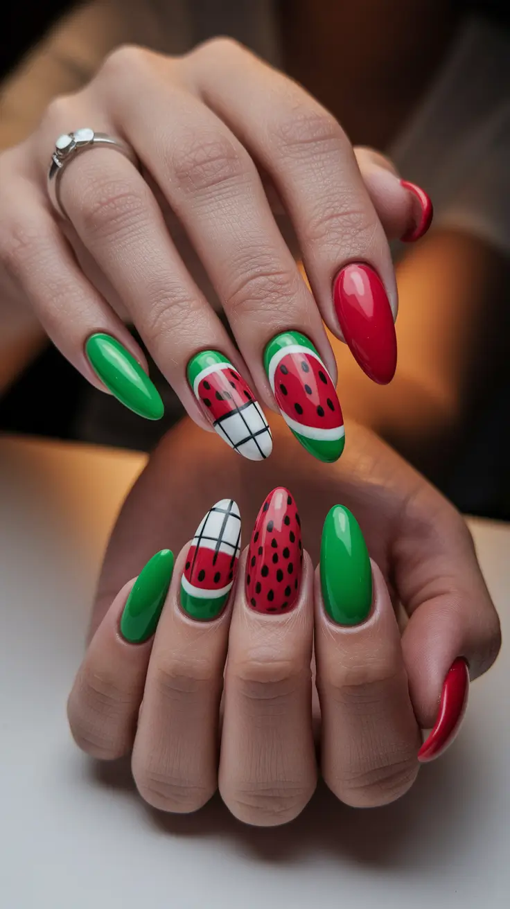 Glossy Gel Nails for Summer 2025 Glossy Watermelon Pop