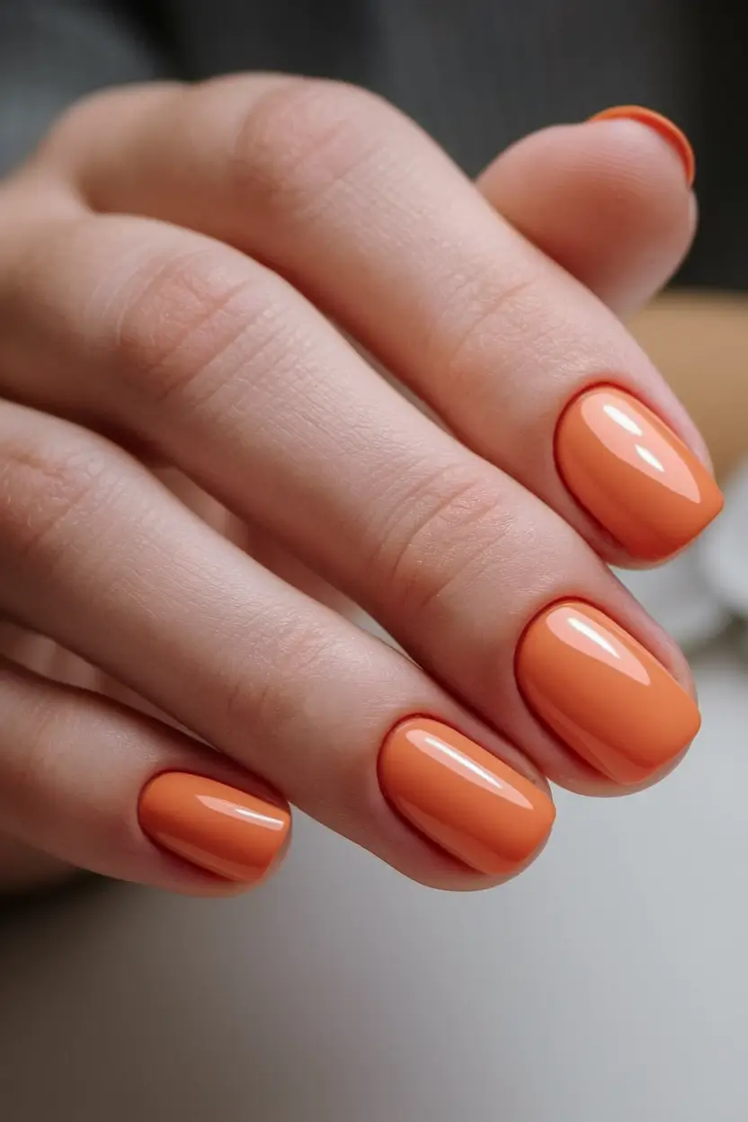 Glossy Gel Nails for Summer 2025 Peach Sorbet Simplicity