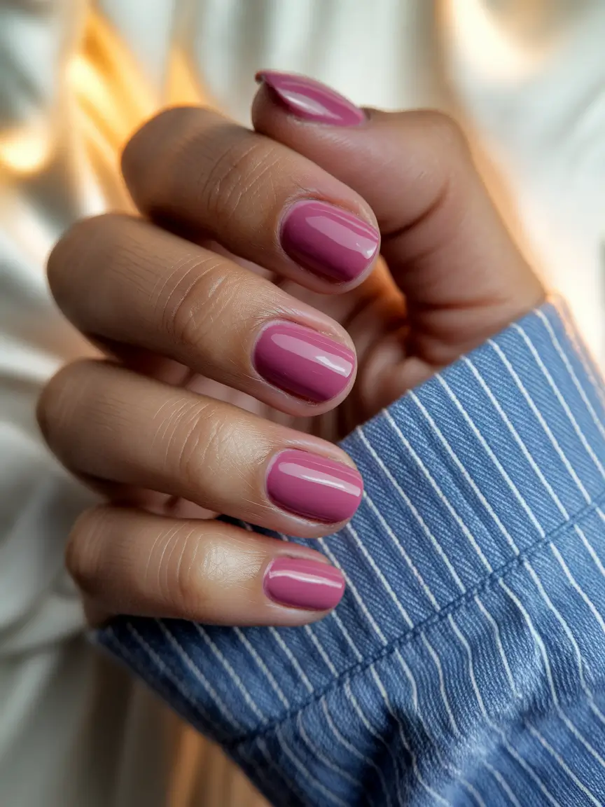 Glossy Gel Nails for Summer 2025 Dusty Rose with Quiet Shine