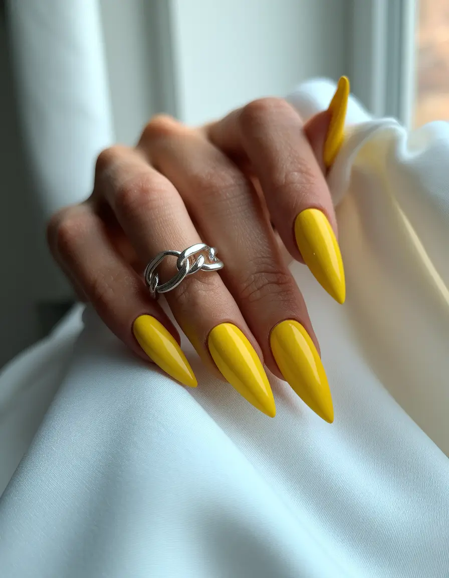 Glossy Gel Nails for Summer 2025 Solid Yellow Shine for Bold Days