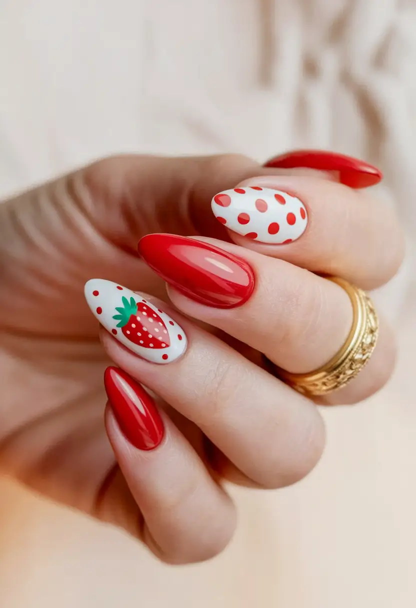 Glossy Gel Nails for Summer 2025 Strawberry Fields Forever