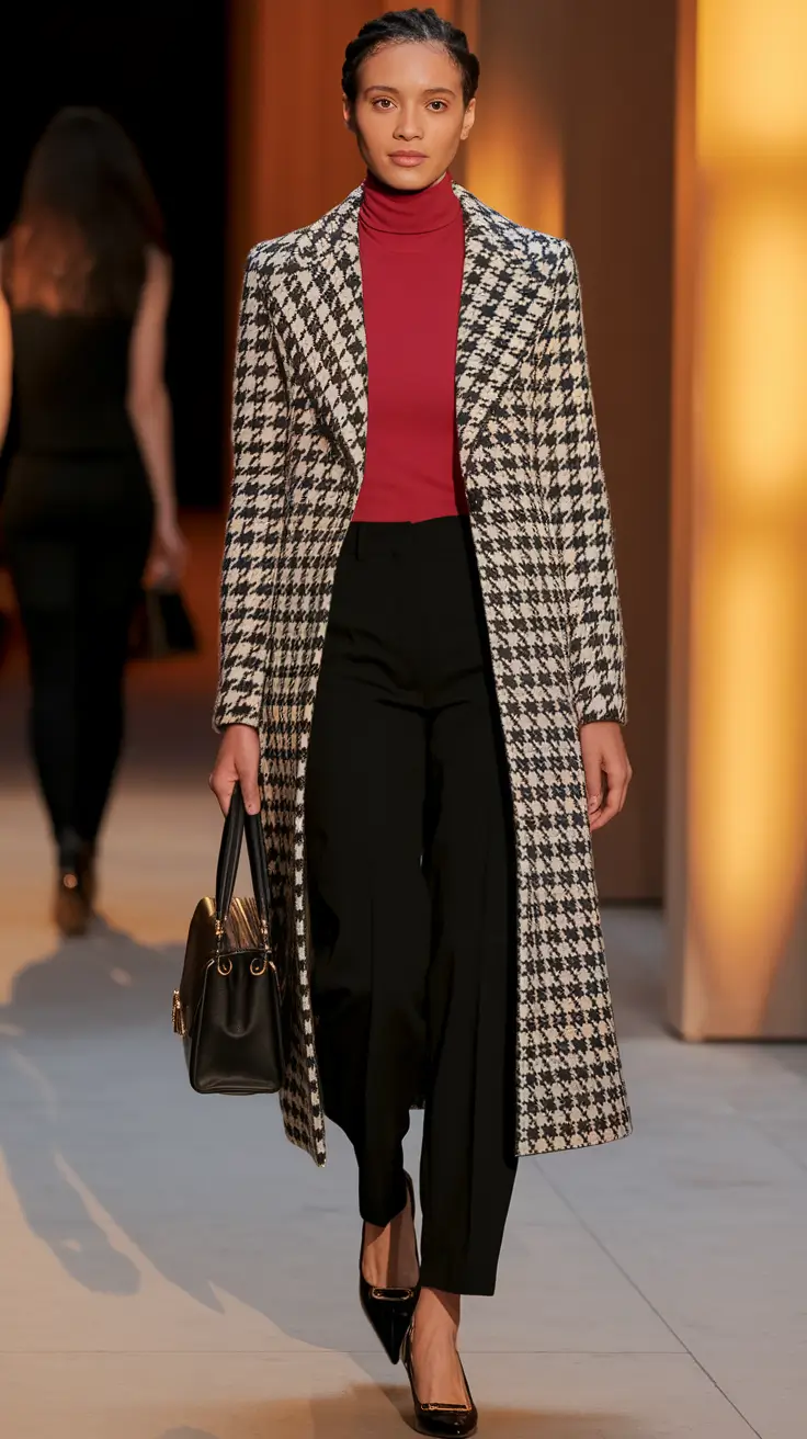 fall outfits ideas women Refined Retro in Monochrome Houndstooth