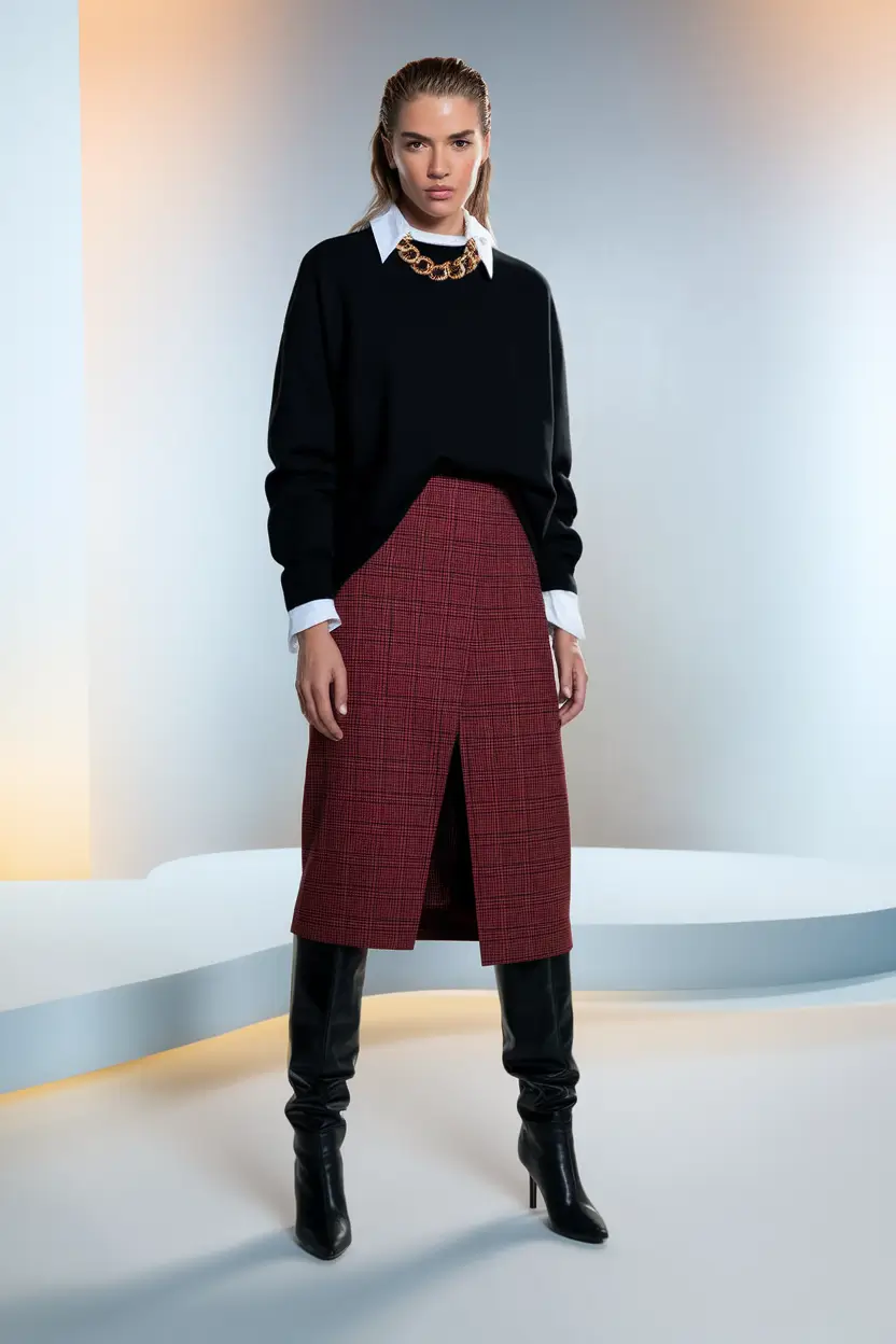 fall outfits ideas Boss Energy with Structured Color Blocking