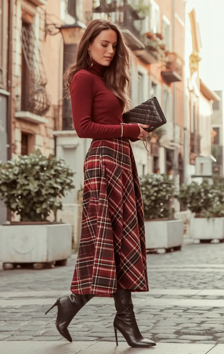 fall outfits ideas aesthetic Heritage Plaid with a Romantic Edge