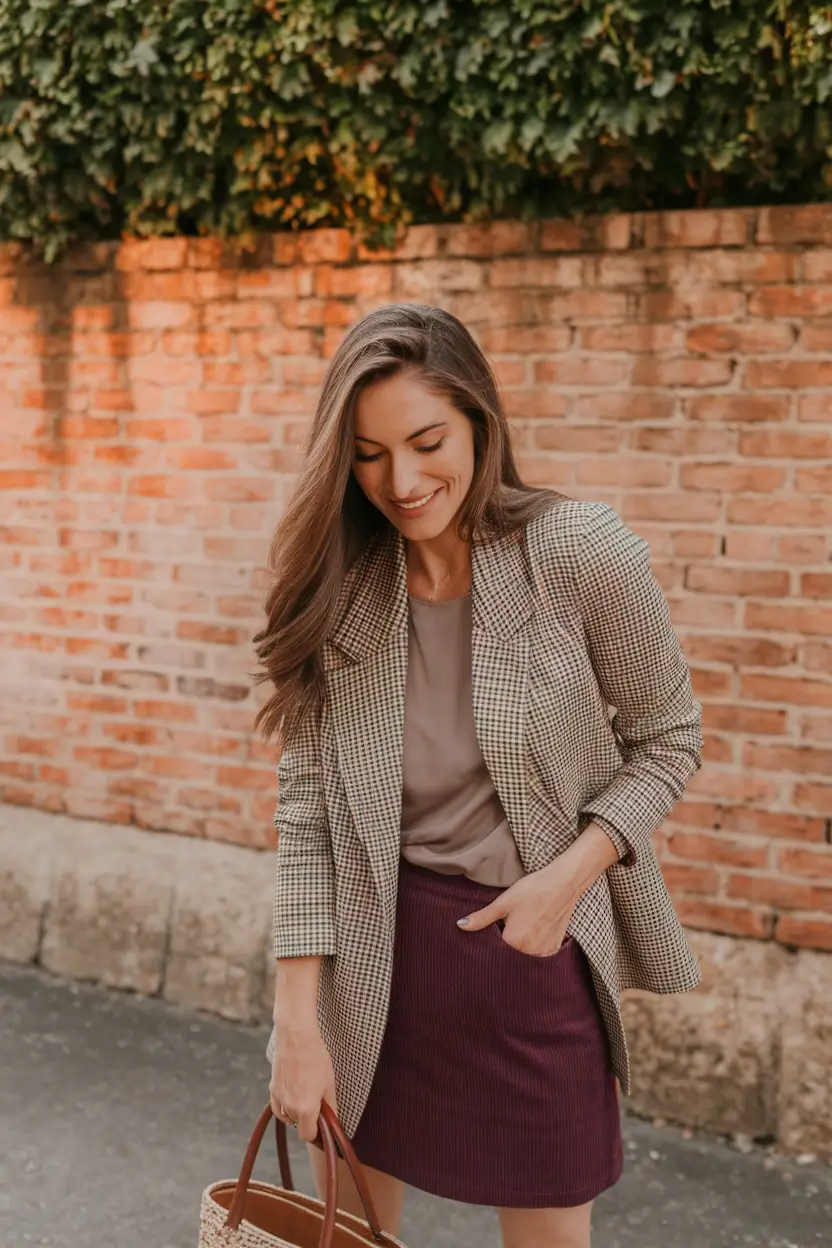 fall outfits ideas aesthetic Mini Skirt Meets Vintage Blazer: Autumn Edition