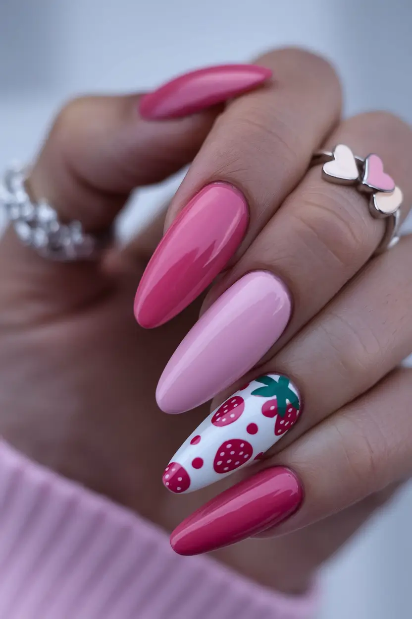 Nail Inspo for Summer 2025+Berry Sweet Almond Delight
