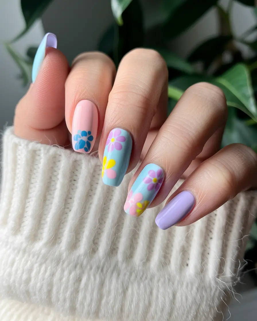 Nail Inspo for Summer 2025+Pastel Garden on Medium Square Tips