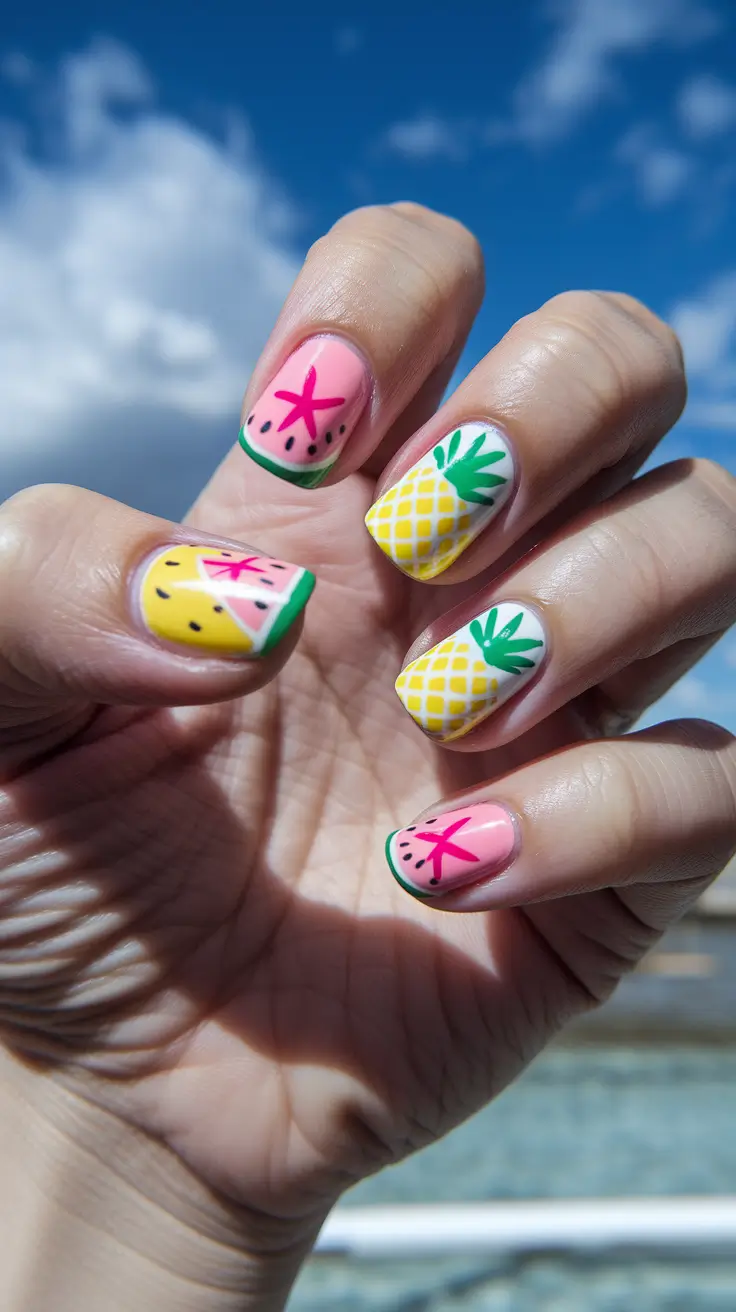 Nail Inspo for Summer 2025+Fruit Salad Fantasy with Beach Vibes