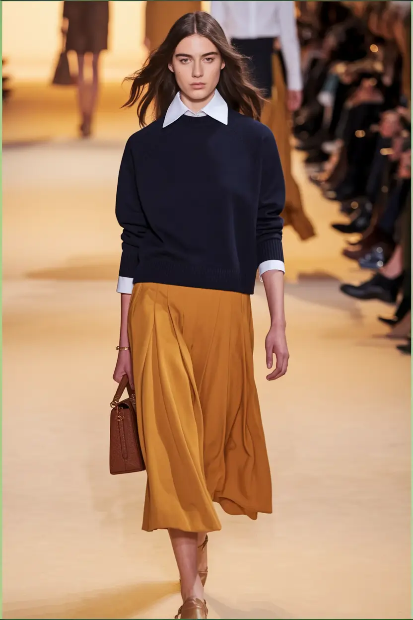 fall old money outfits skirt clean contrast and silky movement
