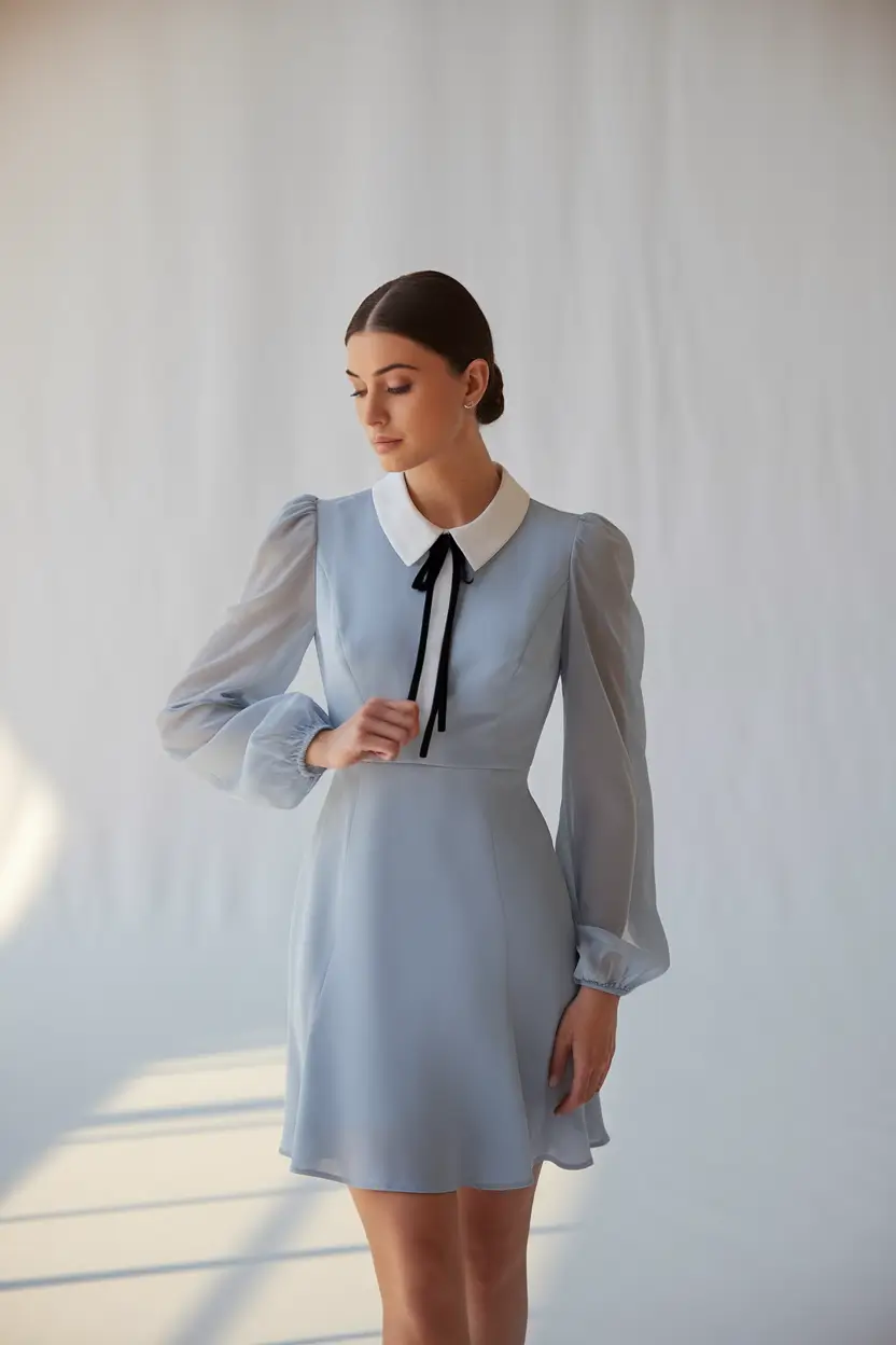 fall old money outfits aesthetic pastel charm with a stiff collar