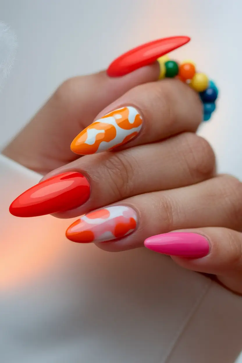 Oval Nail Inspo for Summer 2025 Looks Citrus Pop & Bubblegum Brights