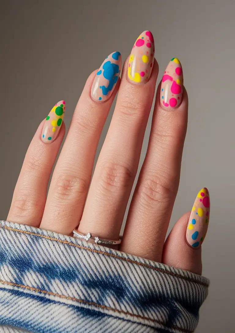 Oval Nail Inspo for Summer 2025 Looks Neon Splash Art
