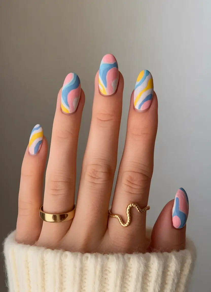 Oval Nail Inspo for Summer 2025 Looks Pastel Wave Dream