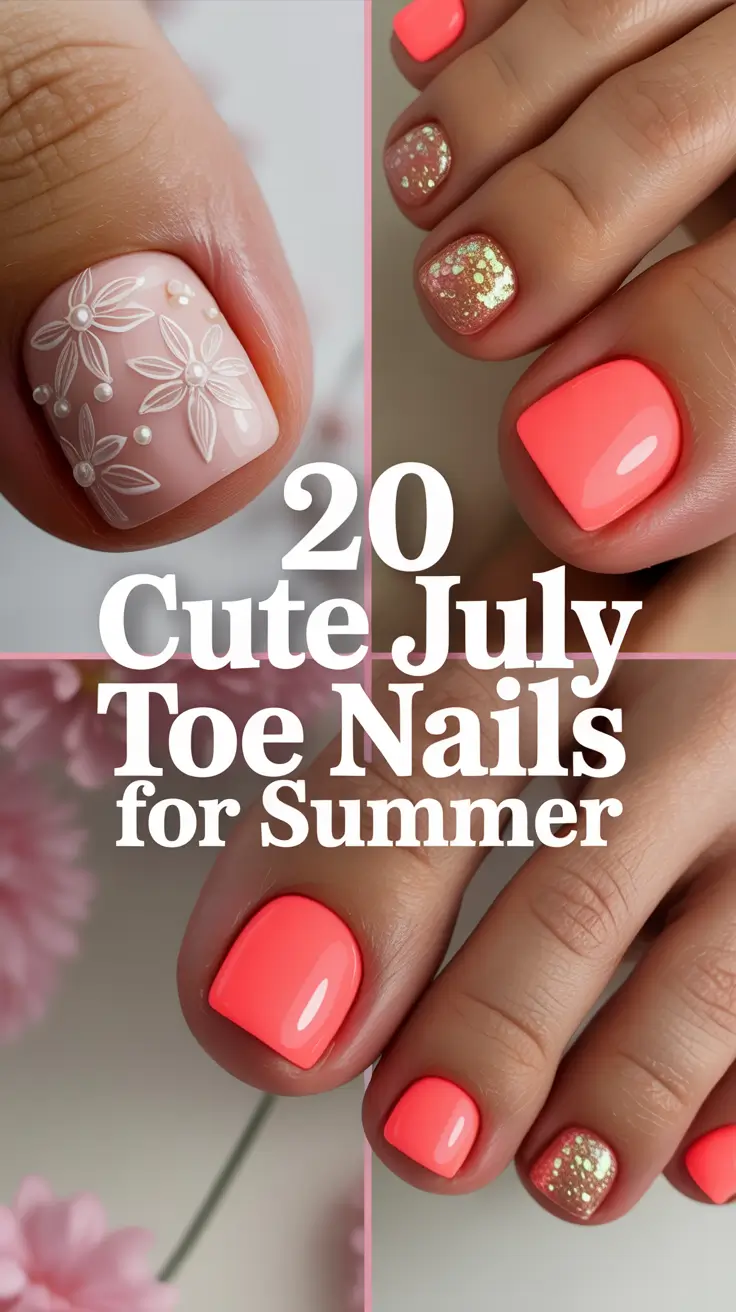 Cute July Toe Nails for Summer 2025: Bold Colors, Simple Designs & Patriotic Vibes