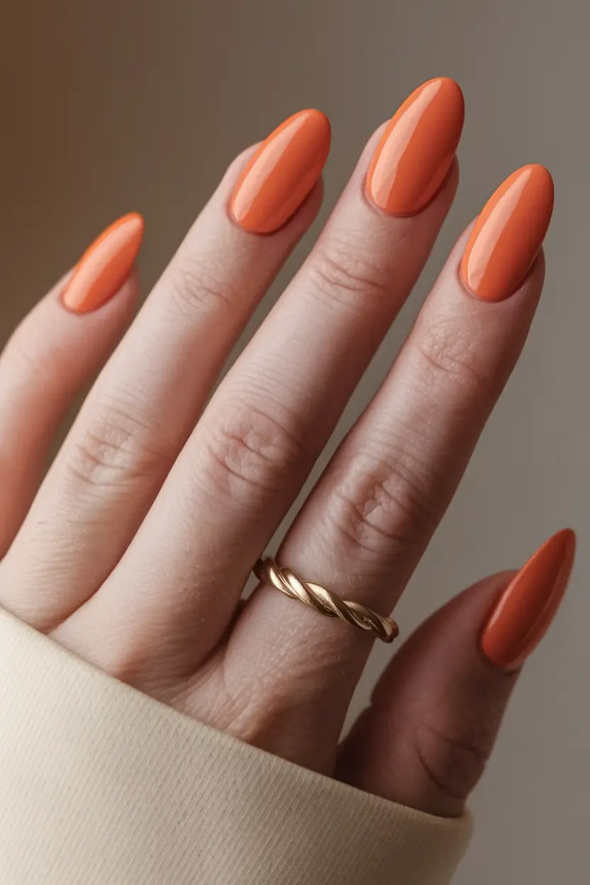 round summer nails Sunset Orange for the Minimalist Soul