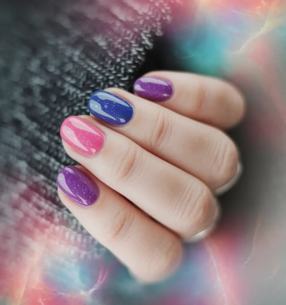 round summer nails Galactic Pop: Gradient Glitter Mix