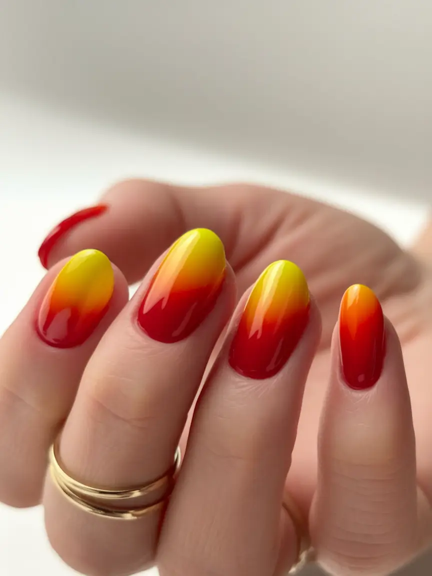 short acrylic nails summer ombre almond