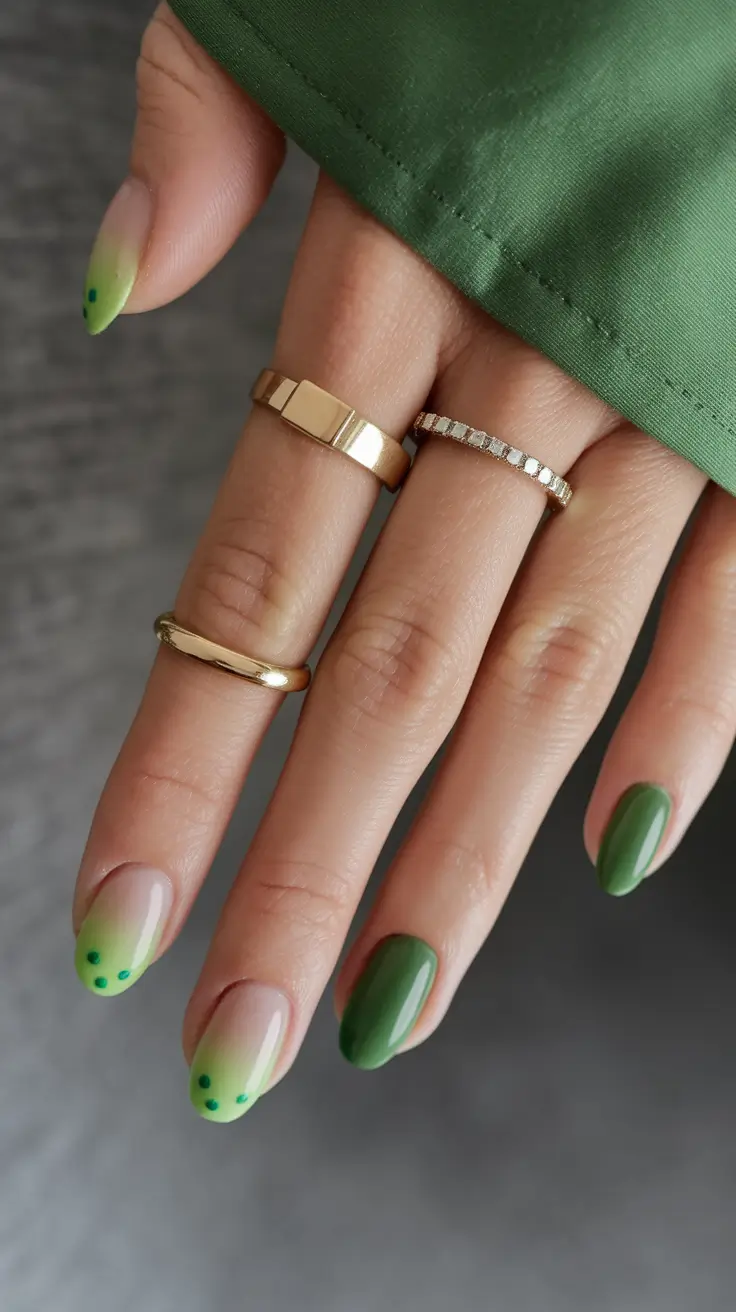 Short Nail Inspo for Summer 2025 Fresh Green Fade with Dots