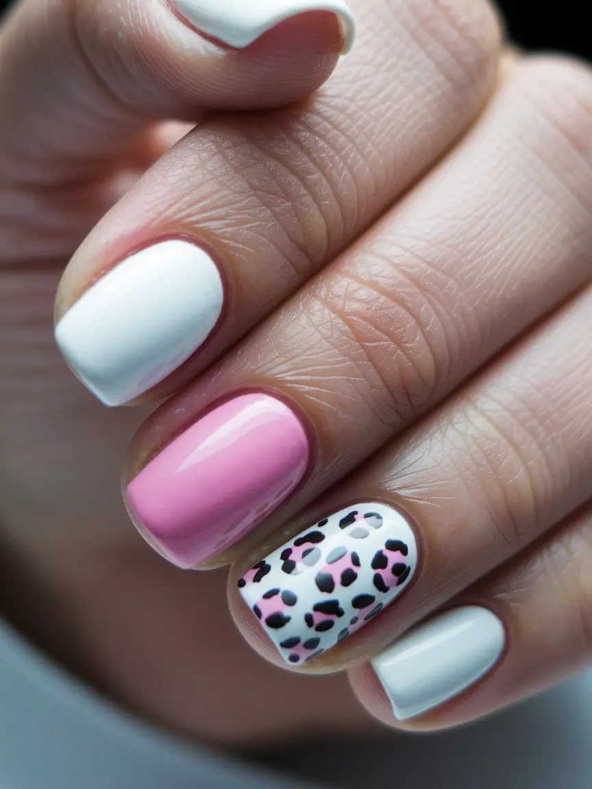 Short Nail Inspo for Summer 2025 Pink Pop Leopard