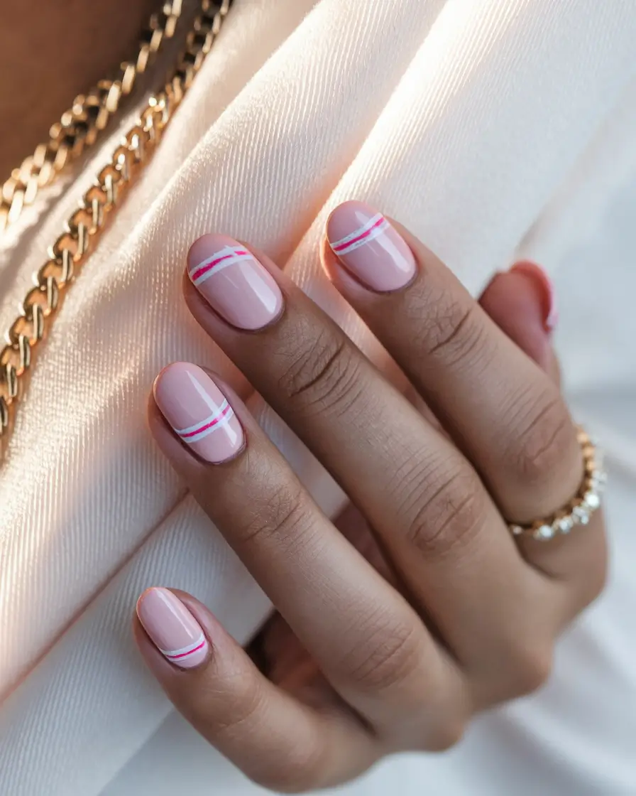 Short Nail Inspo for Summer 2025 Modern Pink Stripes