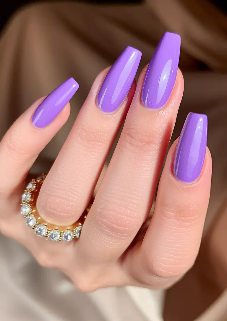 simple summer nails Popsicle Purple in a Glossy Coffin