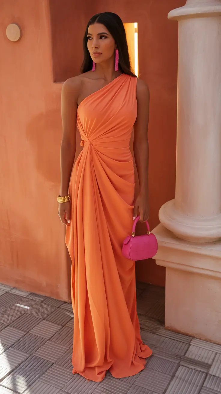 july 2025 outfits Tangerine Goddess Glam