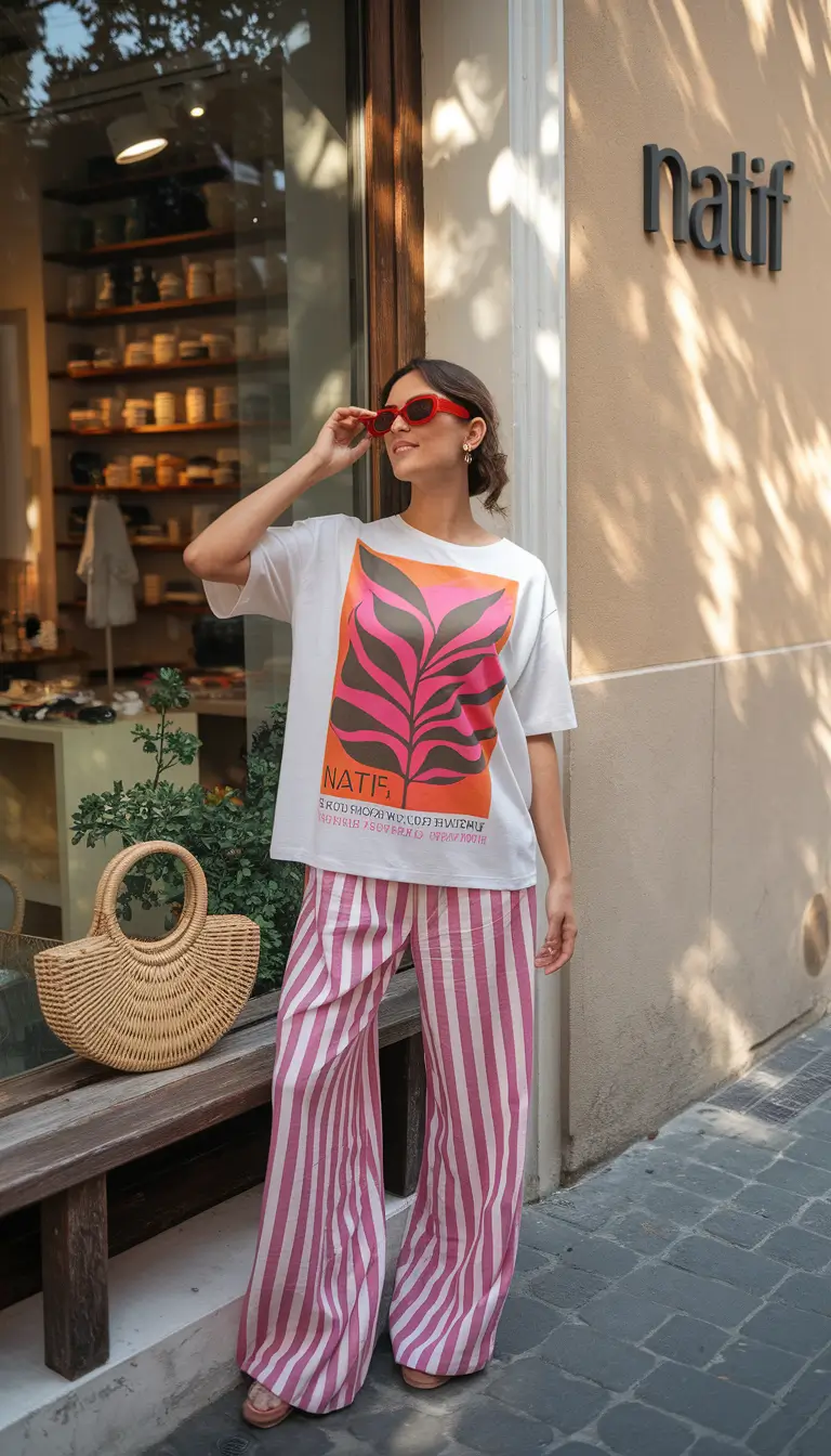 july 2025 outfits Graphic Tee Energy Meets Street Flair